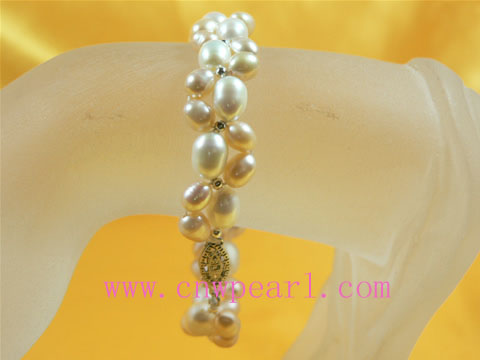 pink 5-6mm and 7-8mm freshwater pearl bracelet